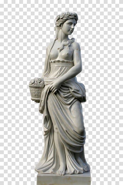 woman holding basket statue, Statue Roman sculpture Figurine, Statue of Women in the Arts transparent background PNG clipart