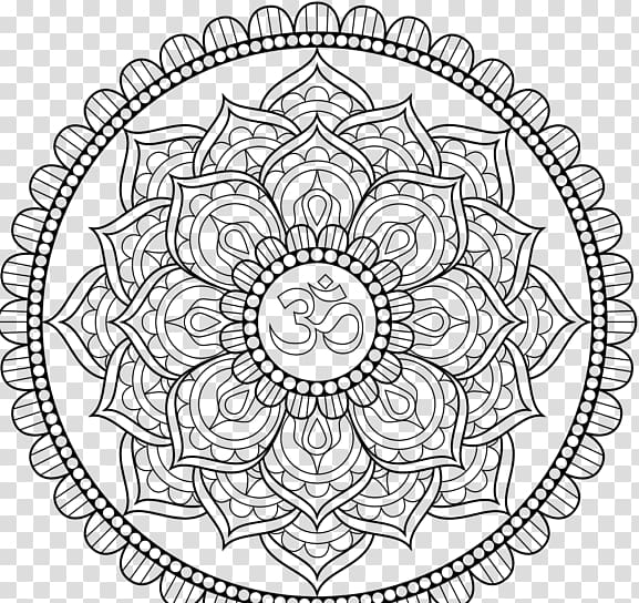 Allah calligraphy illustration, Mandala Coloring book Om Symbol, Om transparent background PNG clipart