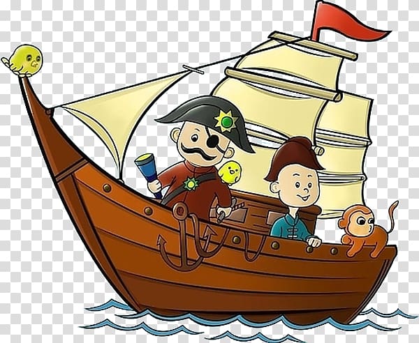 Cartoon Piracy Illustration, Pirate ship transparent background PNG clipart