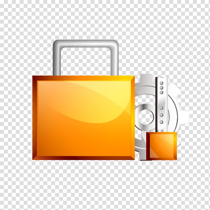 Lock Icon, Orange lock transparent background PNG clipart