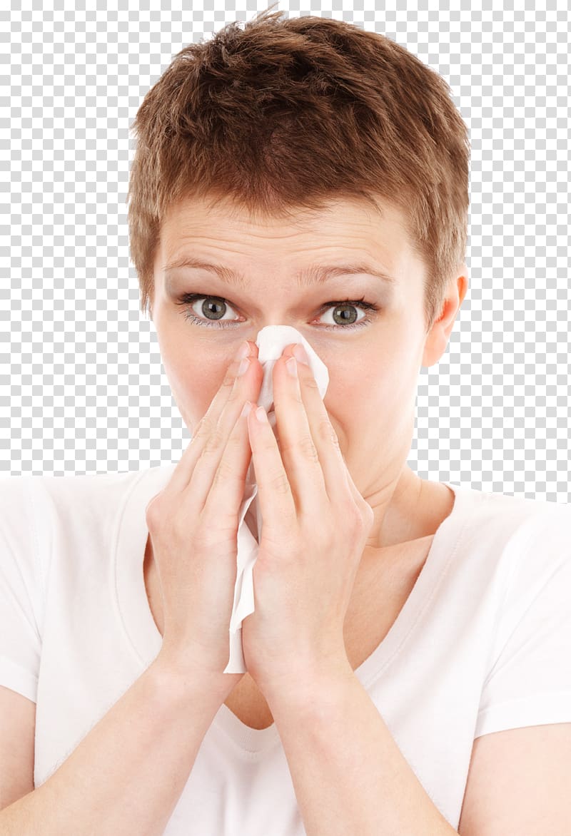 Allergy Nasal congestion Allergen Symptom Disease, Woman with Allergy Symptom Blowing Nose transparent background PNG clipart