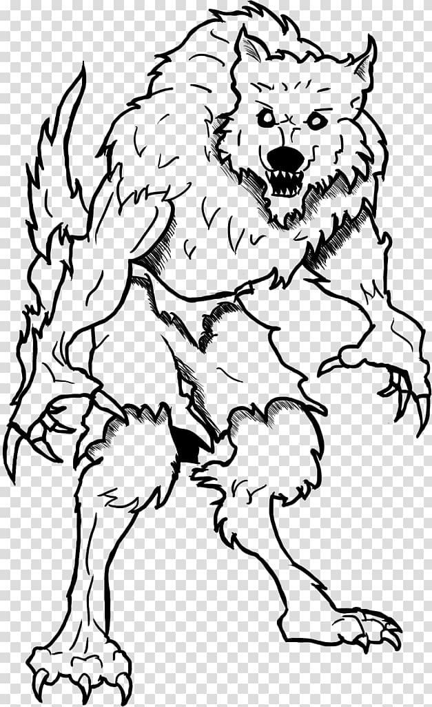 Coloring book Werewolf Child Line art, Kids coloring transparent background PNG clipart