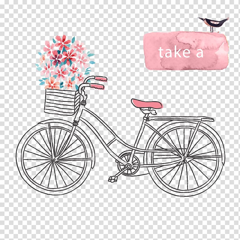 Bicycle Illustration, Fresh background painted bicycle transparent background PNG clipart