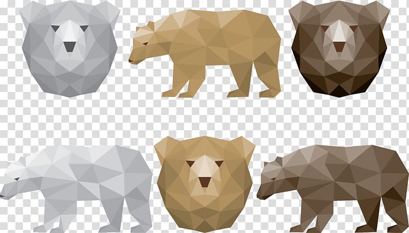 Polar bear Giant panda Brown bear Polygon, geometric patchwork bear transparent background PNG clipart