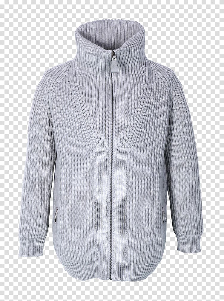 Wool Grey Zipper Cardigan, Gray wool cardigan zipper Ms. transparent background PNG clipart
