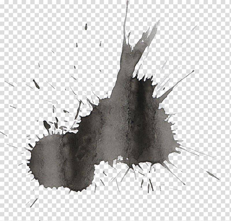 Watercolor painting Drawing Black and white Sketch, splatter transparent background PNG clipart