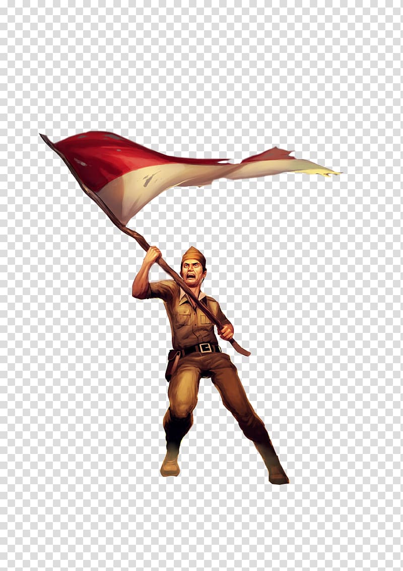 Indonesian National Revolution Proclamation of Indonesian Independence Battle of Surabaya Hero, indonesia, soldier waving flag illustration transparent background PNG clipart