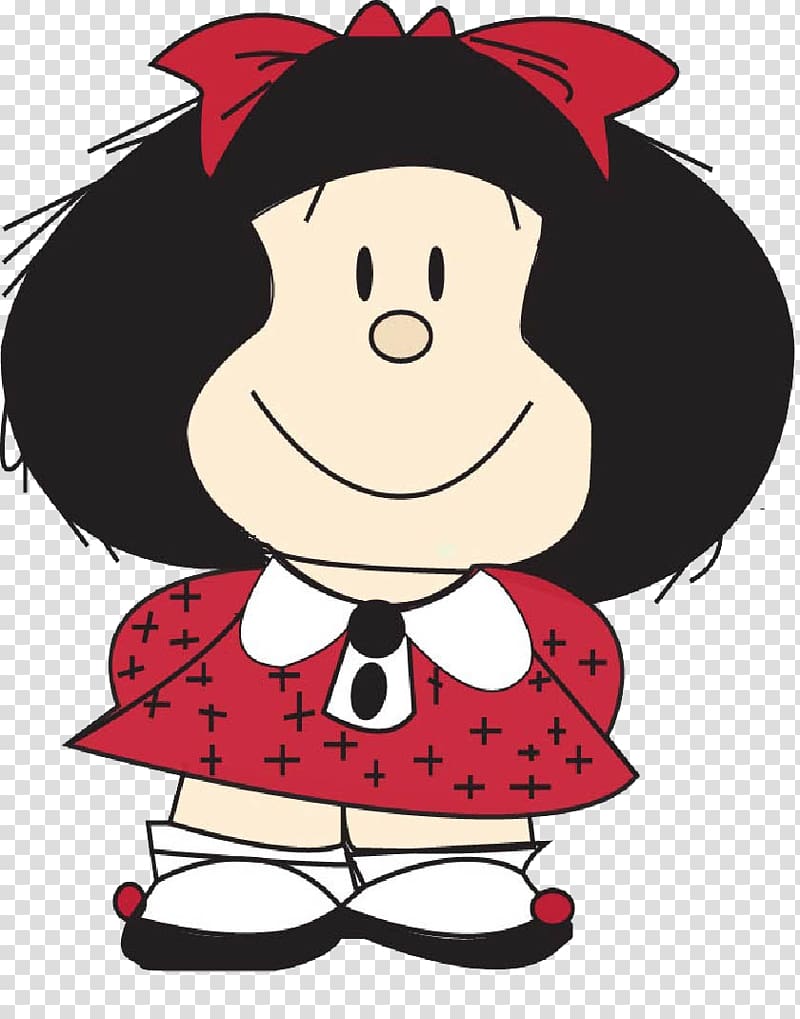 female character wearing red dress , Mafalda Comics Caricature Drawing Cartoon, child transparent background PNG clipart