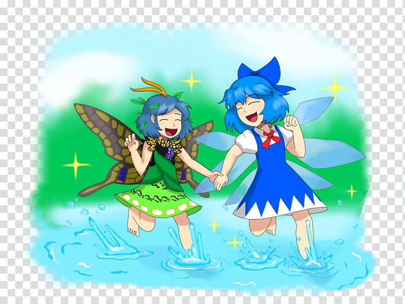 Hidden Star in Four Seasons Cirno Drawing Fairy Team Shanghai Alice, Having Fun transparent background PNG clipart