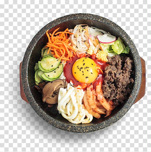 Bento Bulgogi Bibimbap Korean cuisine Yaki udon, Restaurant food transparent background PNG clipart