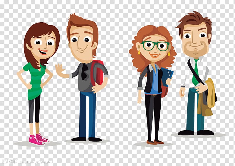 Cartoon Character Illustration, Business men and women walk transparent background PNG clipart