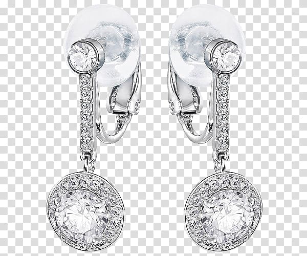 Earring Swarovski AG Jewellery Paper clip Rhodium, Swarovski Jewelry Gemstone Earrings transparent background PNG clipart