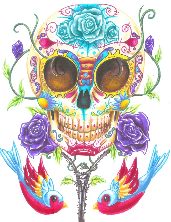 Death Calavera Day of the Dead Tattoo Skull, Day Of Dead Background transparent background PNG clipart