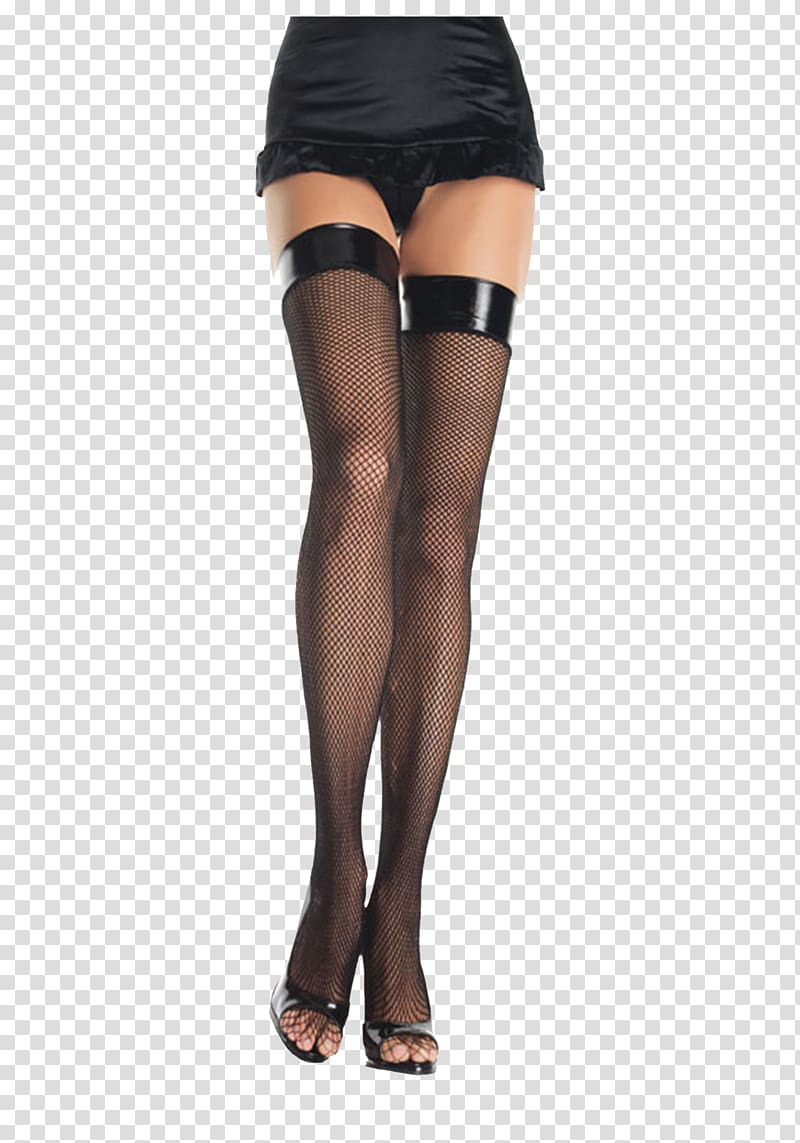 Thigh Lingerie Garter Active Undergarment, Black skirt thigh socks fishing nets high heels legs transparent background PNG clipart