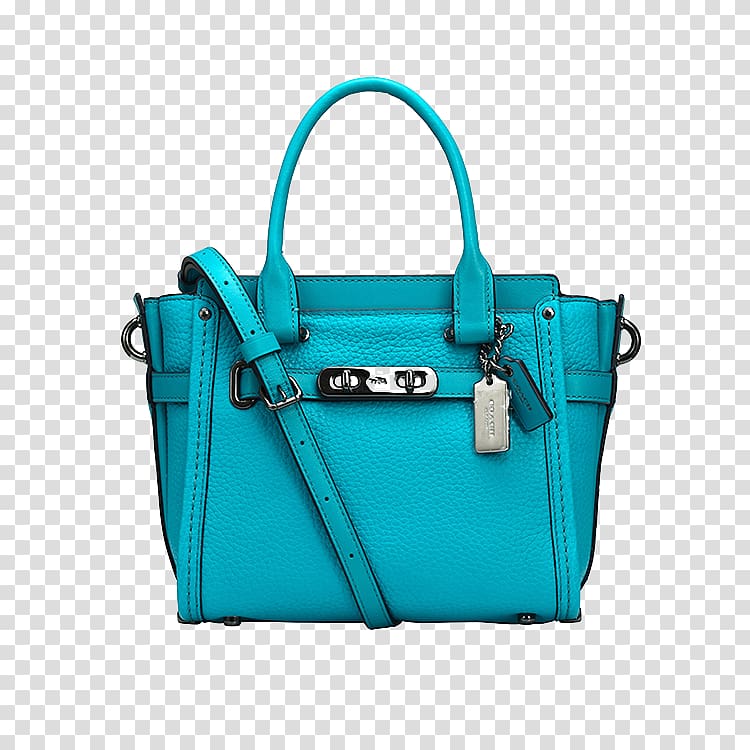 Tote bag Leather Handbag Tapestry, COACH lake blue handbag transparent background PNG clipart