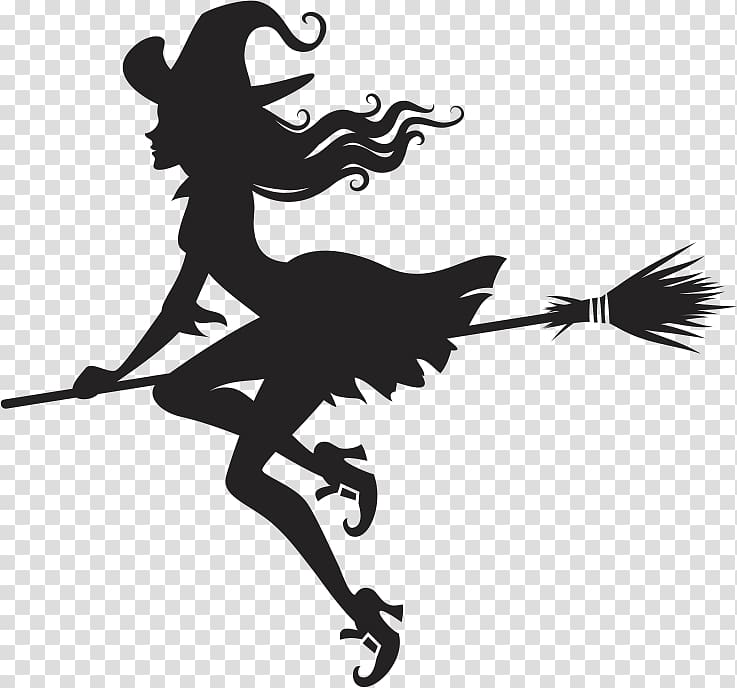 silhouette of witch illustration, Witchcraft Poster Halloween, Halloween transparent background PNG clipart