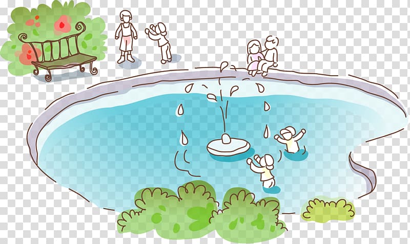 Cartoon Fountain Illustration, element Fountain Park transparent background PNG clipart