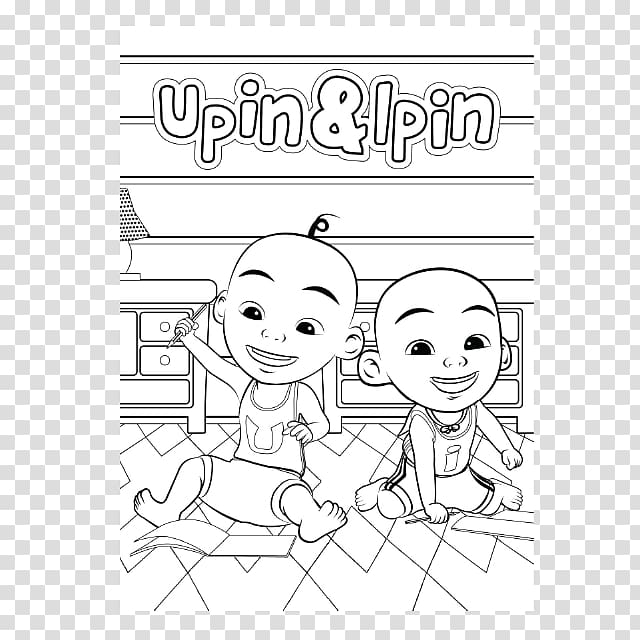 Upin Black and white Book Line art, book transparent background PNG clipart