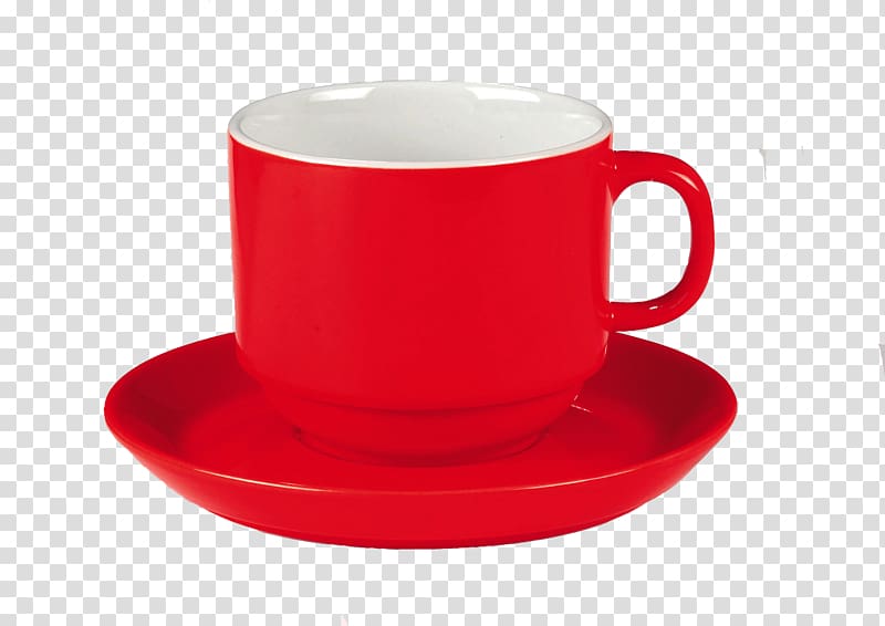 Tea Espresso Coffee cup Saucer, red cup transparent background PNG clipart