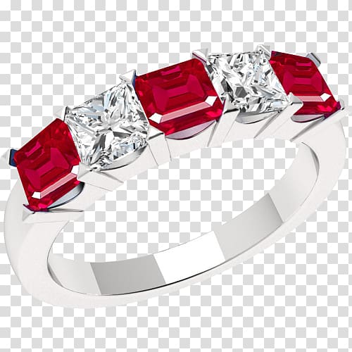 Ruby Eternity ring Diamond cut Princess cut, ruby transparent background PNG clipart