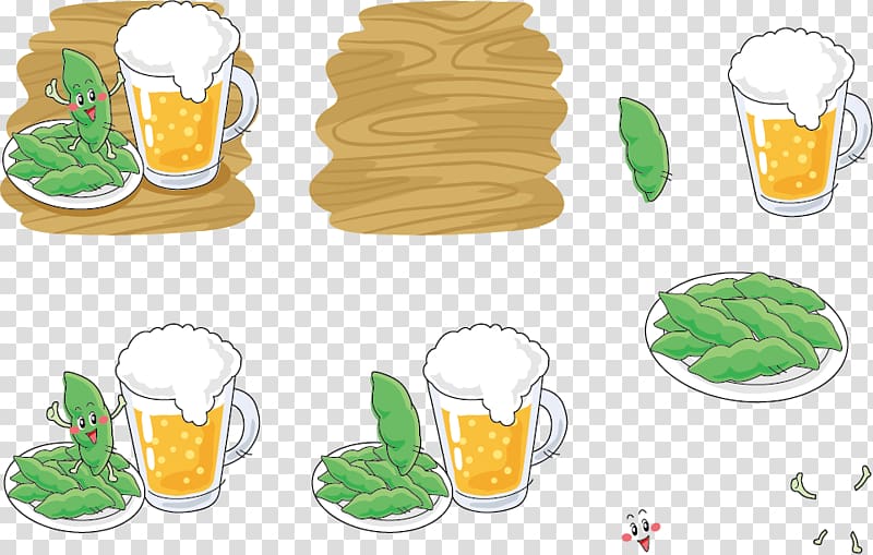 Edamame Snow pea Bean, Soybean expression and beer transparent background PNG clipart