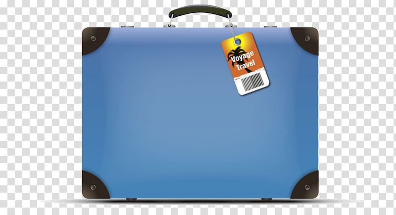 Suitcase Travel Illustration, Blue luggage tag transparent background PNG clipart
