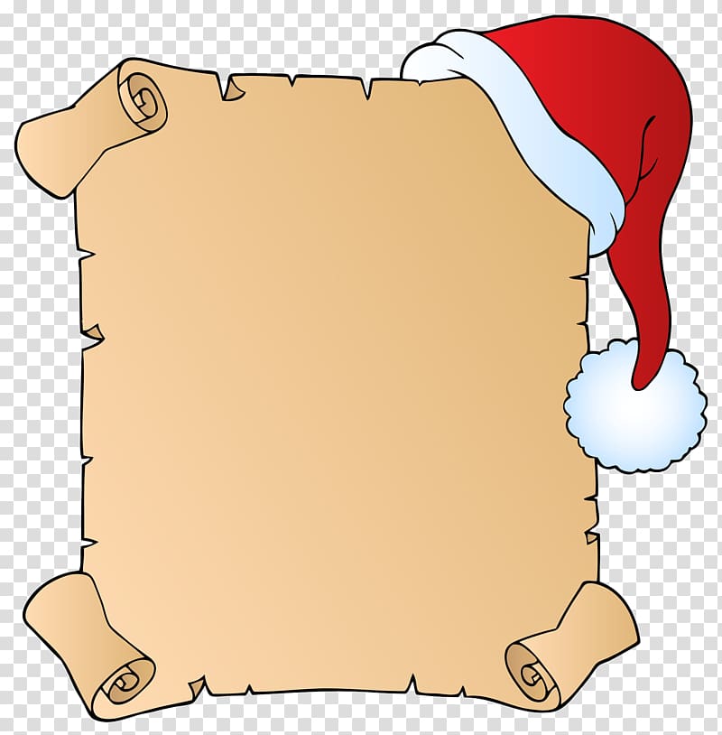 Santa Claus Christmas Wish list , The Christmas hat is hung on the box transparent background PNG clipart