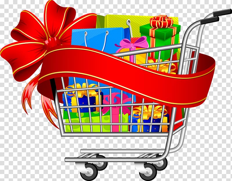 gray and red shopping cart illustration, Supermarket trolleys transparent background PNG clipart