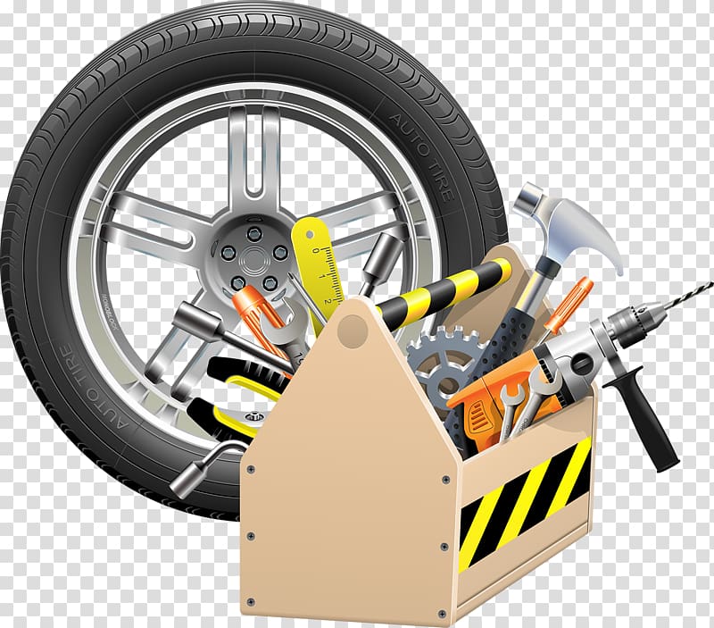 Maintenance Building Tool Motor Vehicle Service, Tires and tools transparent background PNG clipart