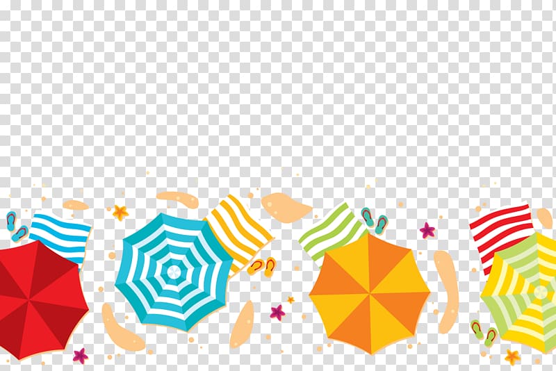 four assorted-color umbrellas illustration, Umbrella Beach Euclidean , beach umbrella transparent background PNG clipart
