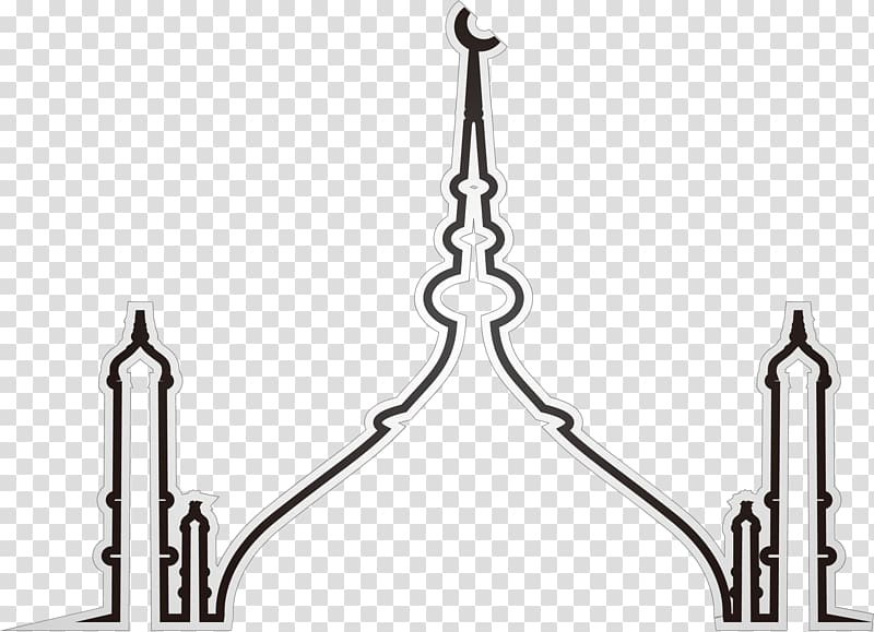 mosque template, Al-Masjid an-Nabawi Mosque Islam , The black line Church of Eid al Fitr transparent background PNG clipart
