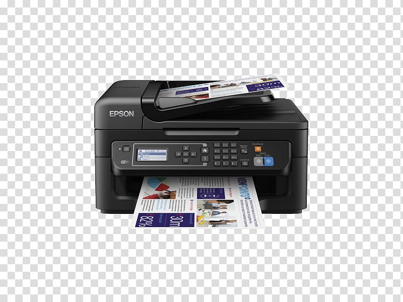 Multi-function printer Inkjet printing Epson WorkForce WF-2630, printer transparent background PNG clipart