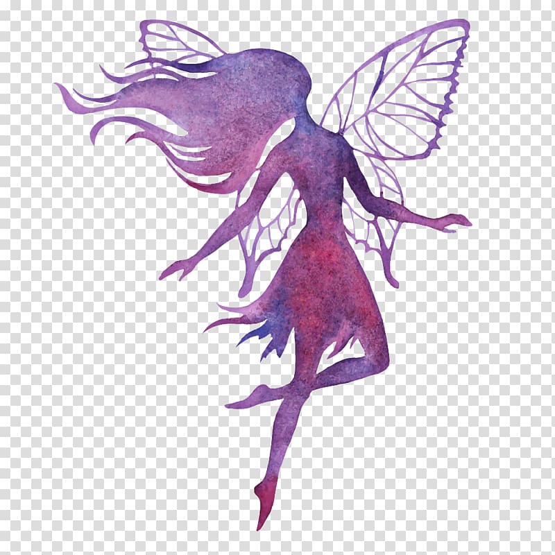 fairy , Fairy Watercolor painting Silhouette Illustration, angel transparent background PNG clipart