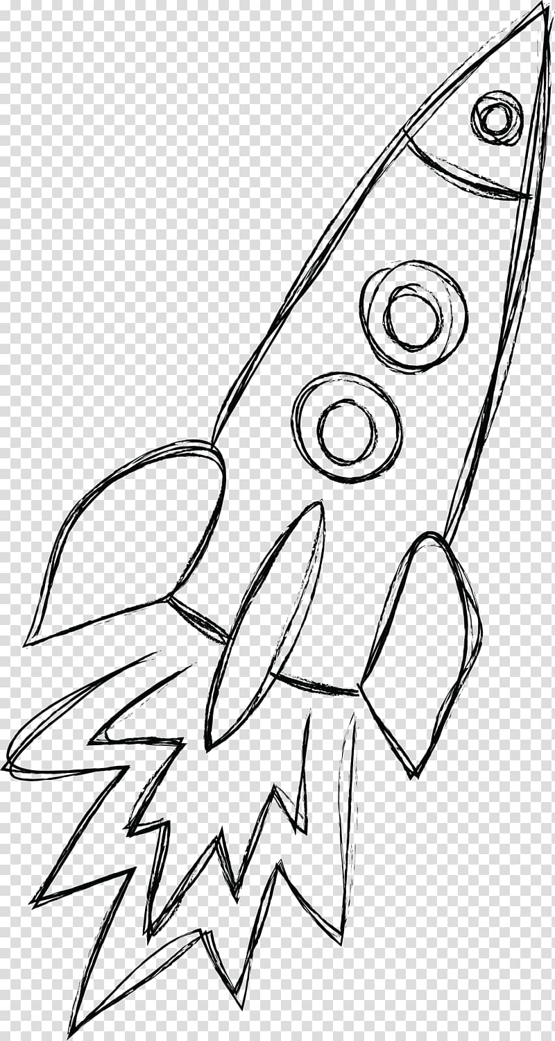 Line art Drawing Rocket Painting, Doodle color transparent background PNG clipart