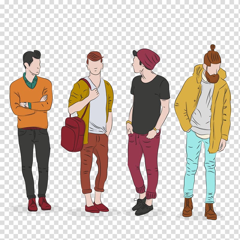 Fashion illustration Illustration, winter influx of men transparent background PNG clipart