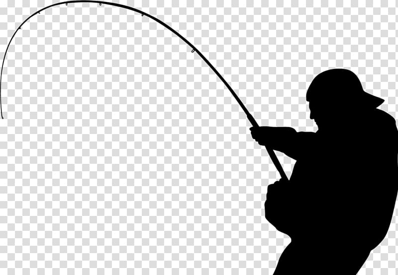 Silhouette of man holding fishing rod, Fishing tackle Silhouette