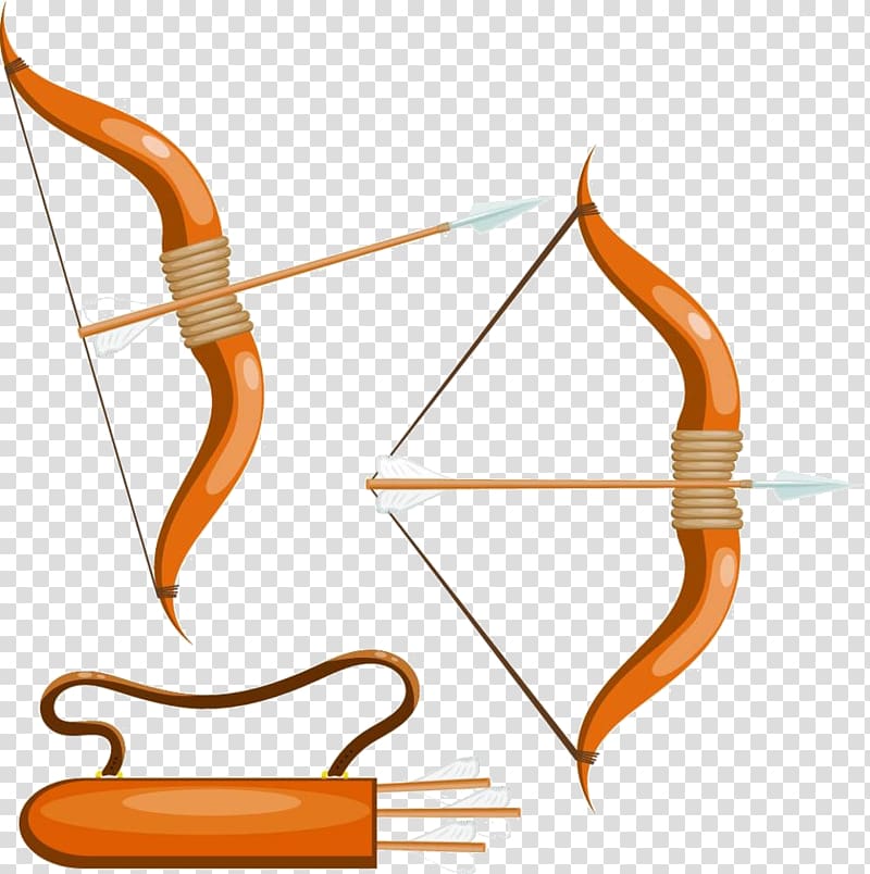 Bow and arrow Arc Quiver, Cartoon bow and arrow material transparent background PNG clipart