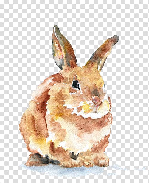 brown rabbit painting, Hand-painted rabbit transparent background PNG clipart