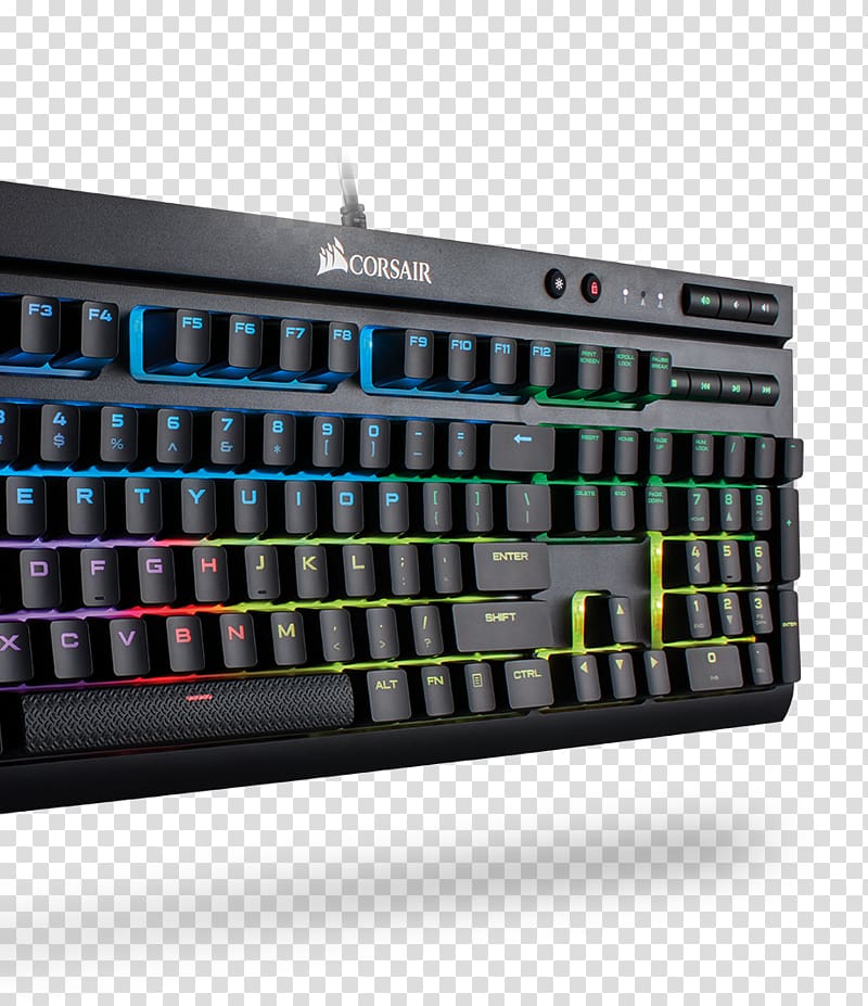 Corsair Gaming K68 RGB Mechanical English, US Computer keyboard RGB color model Backlight Gaming keypad, teclado transparent background PNG clipart