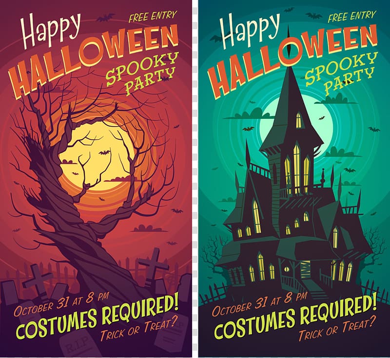 Halloween Poster Party Illustration, Halloween poster transparent background PNG clipart