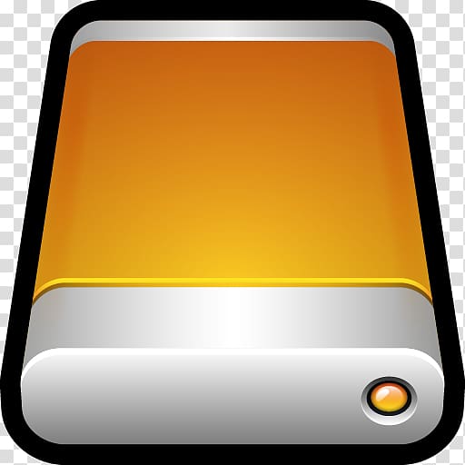 rectangular orange and gray case illustration, yellow orange font, Device External Drive transparent background PNG clipart