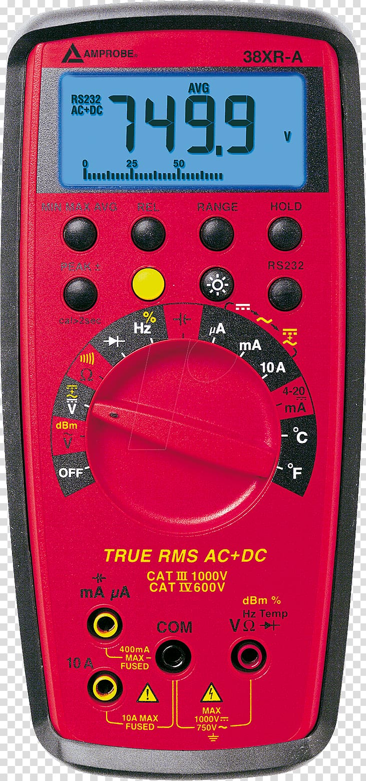 Digital Multimeter True RMS converter Electronics Fluke Corporation, others transparent background PNG clipart