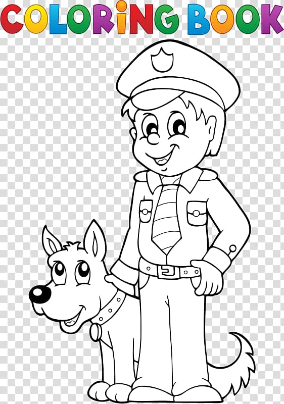 Police officer Coloring book , Police and donkey transparent background PNG clipart
