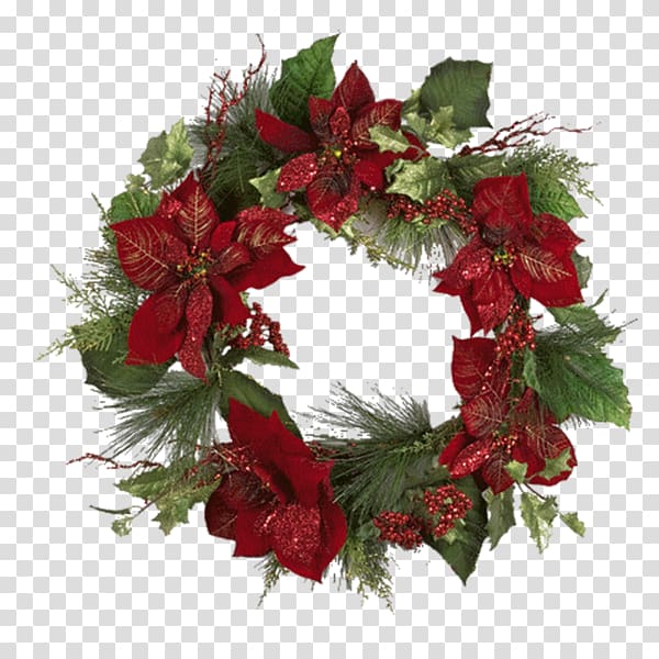 Wreath Garland Christmas , Red Garland transparent background PNG clipart