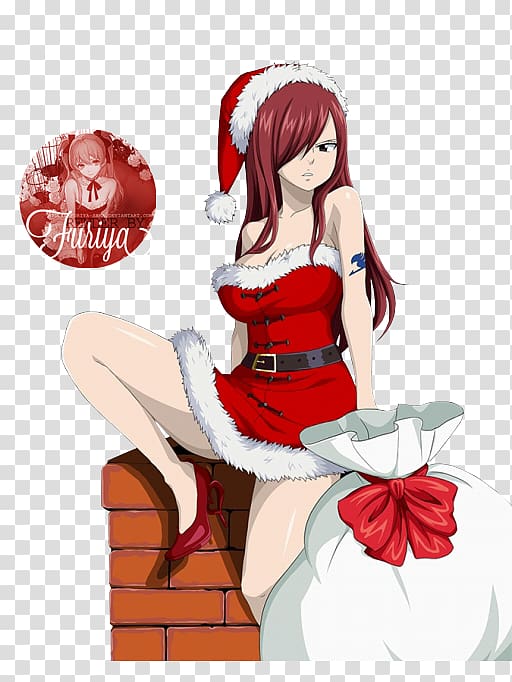 Erza Scarlet Christmas Fairy Tail Jellal Fernandez Anime, christmas transparent background PNG clipart