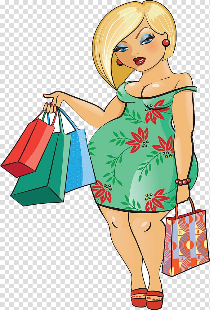 Woman Cartoon Girl, Women shopping transparent background PNG clipart
