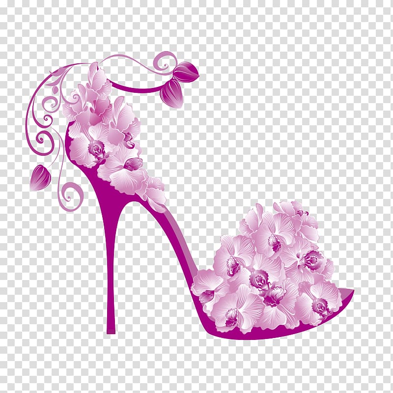 Slipper High-heeled footwear Shoe , Flowers high heels transparent background PNG clipart