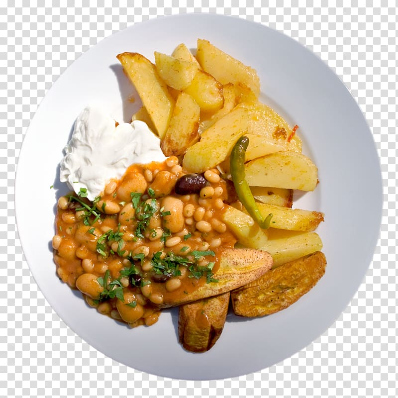 French fries Full breakfast Home fries Vegetarian cuisine Schnitzel, chili sour cream transparent background PNG clipart