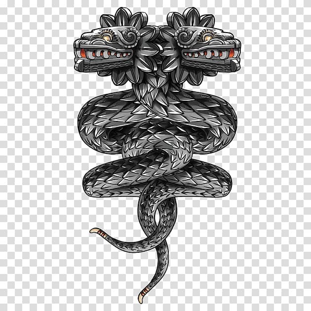 snake , Quetzalcoatl Tattoo Double-headed serpent Maya civilization Feathered Serpent, design transparent background PNG clipart