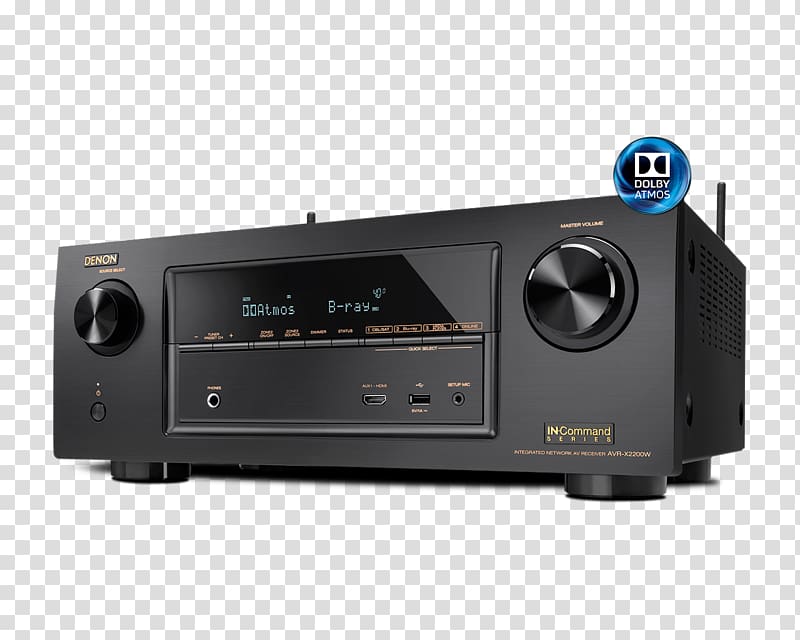 AV receiver Denon AVR-X2200W Home Theater Systems Denon AVR X2400H, What Hifi Sound And Vision transparent background PNG clipart